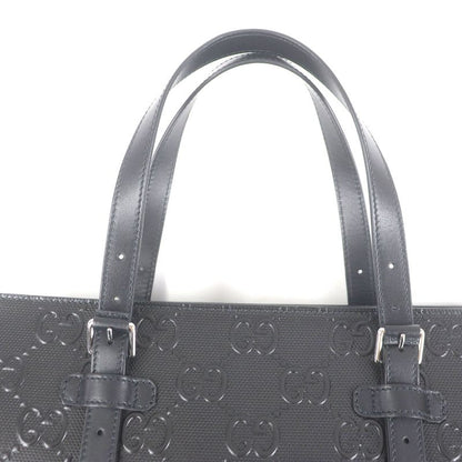 Gucci 625774 Leather GG Embossed Tote Bag Briefcase Business Bag Black Storage