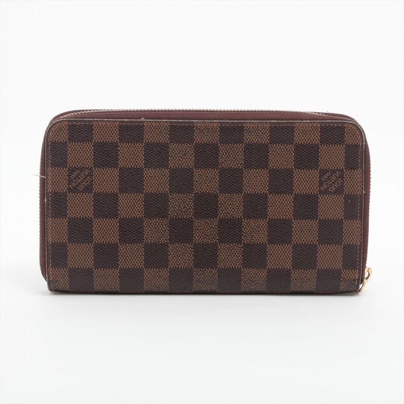 Louis Vuitton Damier Zippy Organizer Round Zip Wallet Long Wallet N60003 Brown