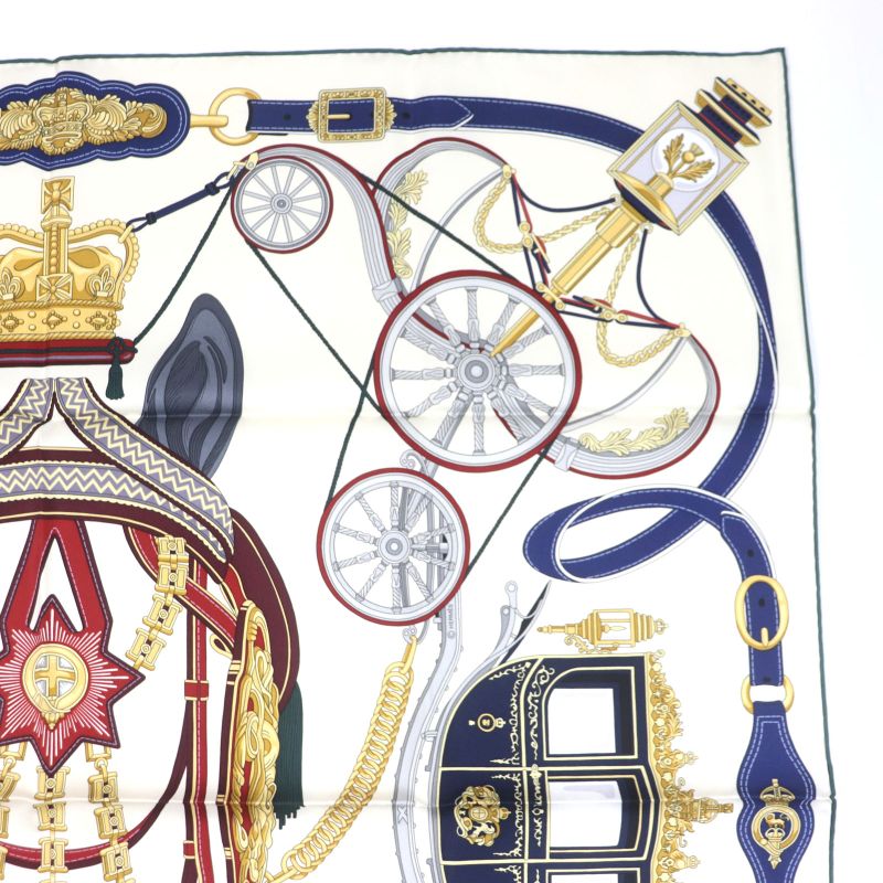 Hermes Carré 90 Stately Wheels 100% Silk Clesme / Bordeaux / Blue Current