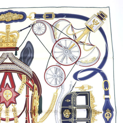 Hermes Carré 90 Stately Wheels 100% Silk Clesme / Bordeaux / Blue Current