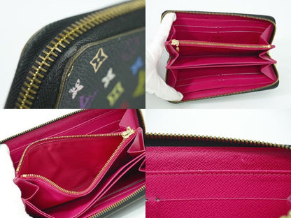 Authentic Louis Vuitton LV Zippy Wallet Monogram Multicolor Long Wallet Noir