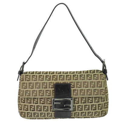 Authentic Fendi Mamma Bucket Zucchino Shoulder Bag Handbag Canvas Beige 8br000
