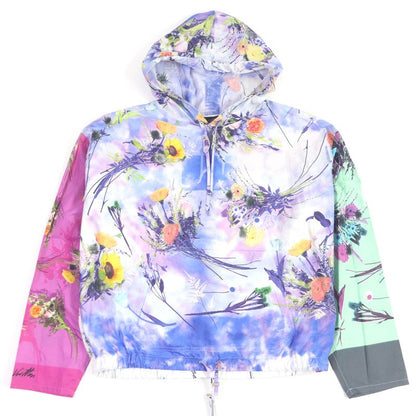 Louis Vuitton His79w Flower LV Logo Cotton Poplin Anorak Pullover Hoodie Blue M