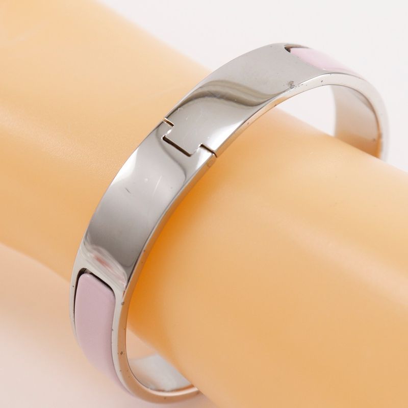 Hermes Click H PM H Bracelet Metal Silver/pink Ladies 36.2g Bangle