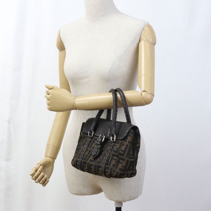 Fendi Selleria Mini Linda 8br486 Handbag Jacquard Leather Women