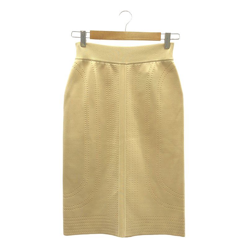 Hermes Brid De Gala Silk Perforated Knit Skirt - 36 - Beige - Women's
