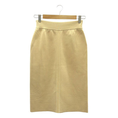 Hermes Brid De Gala Silk Perforated Knit Skirt - 36 - Beige - Women's