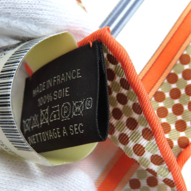 Hermes 25SS Gavroche Twill Caric-a-pomp 100% Silk Blanc/orange/brun Scarf With