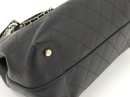 Chanel 2WAY Chain Tote Bag Coco Mark Leather Black As1434