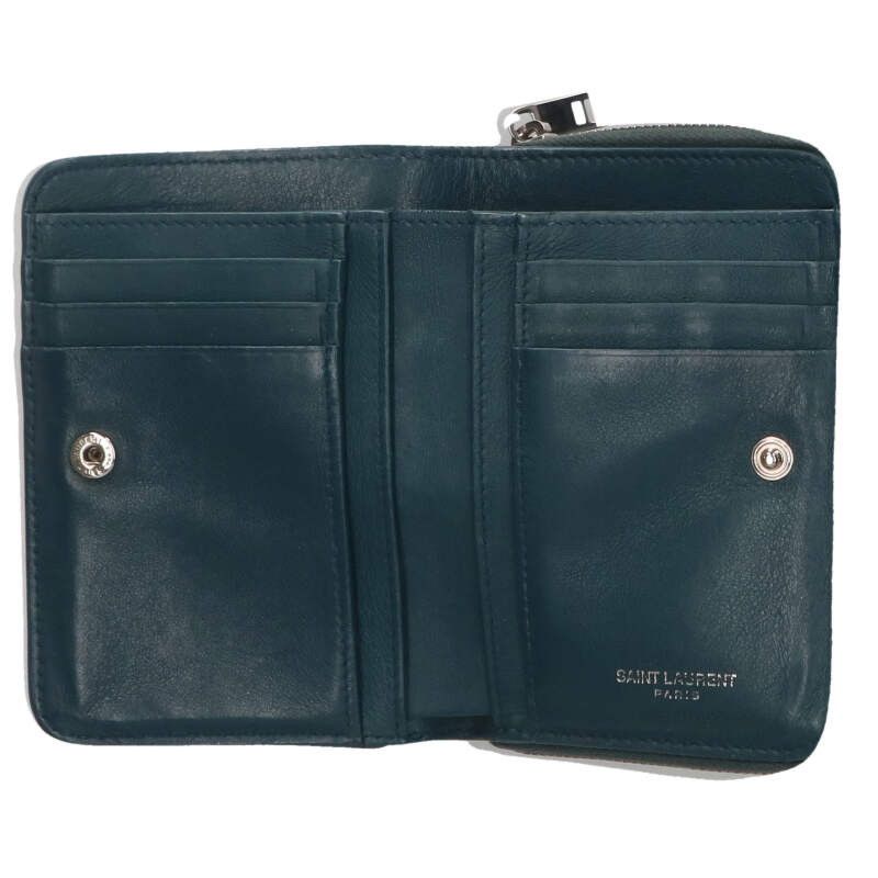 Saint Laurent Paris 532867 Monogram Logo Compact Zip Wallet Purse Women