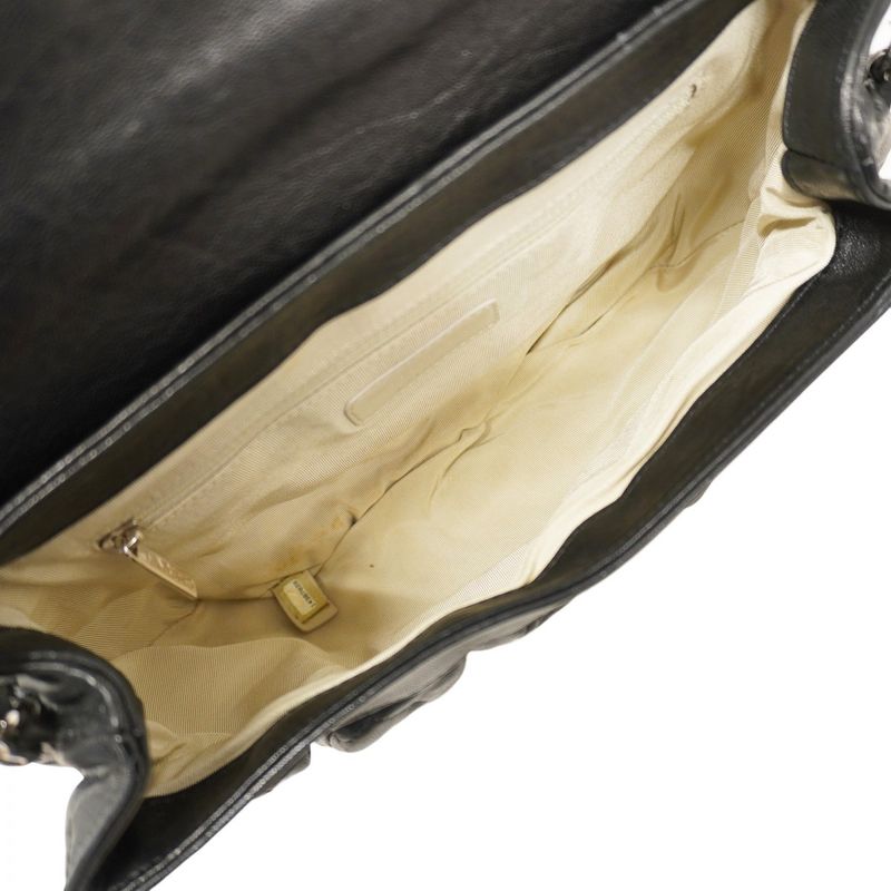 Chanel Shoulder Bag Matelasse Lambskin Black Silver Hardware Women