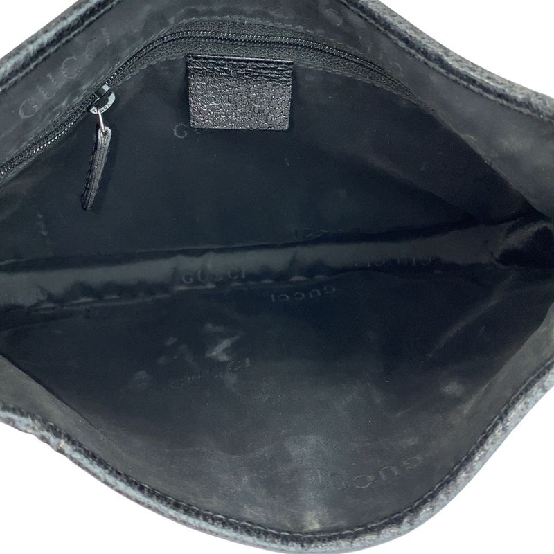 Gucci Jackie Line Beige Black Silver Hardware Canvas/leather 001 3735 Shoulder