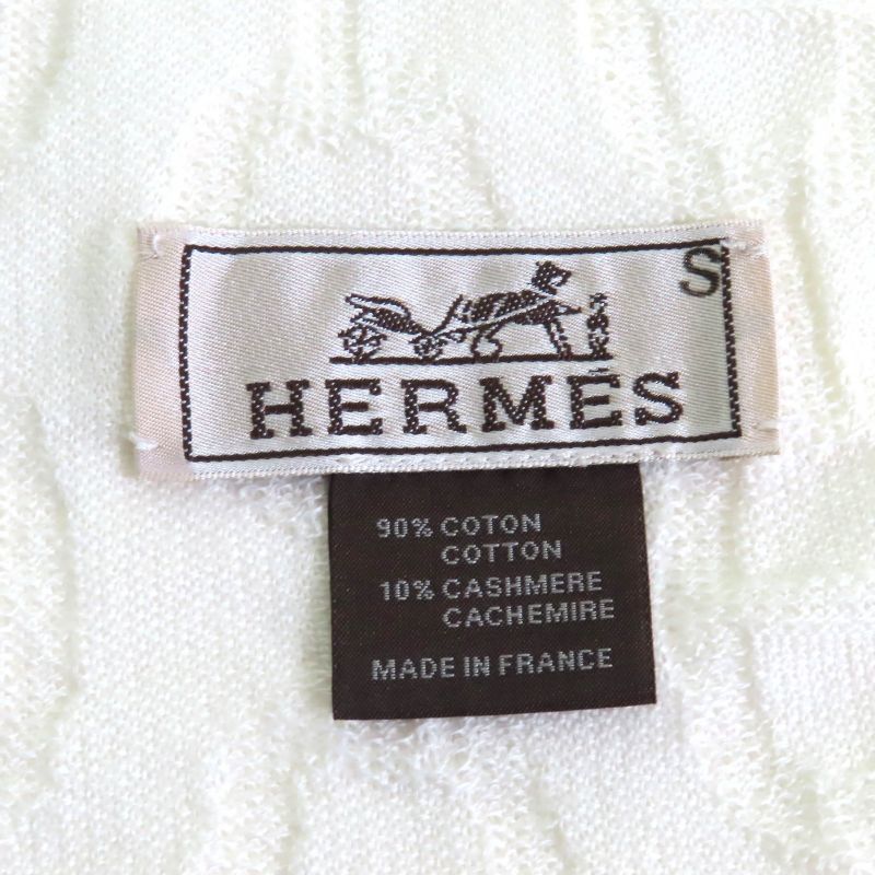 Hermes Cotton Cashmere Chaine D'ancre Pattern Large Shawl Scarf Off White Made