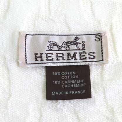 Hermes Cotton Cashmere Chaine D'ancre Pattern Large Shawl Scarf Off White Made