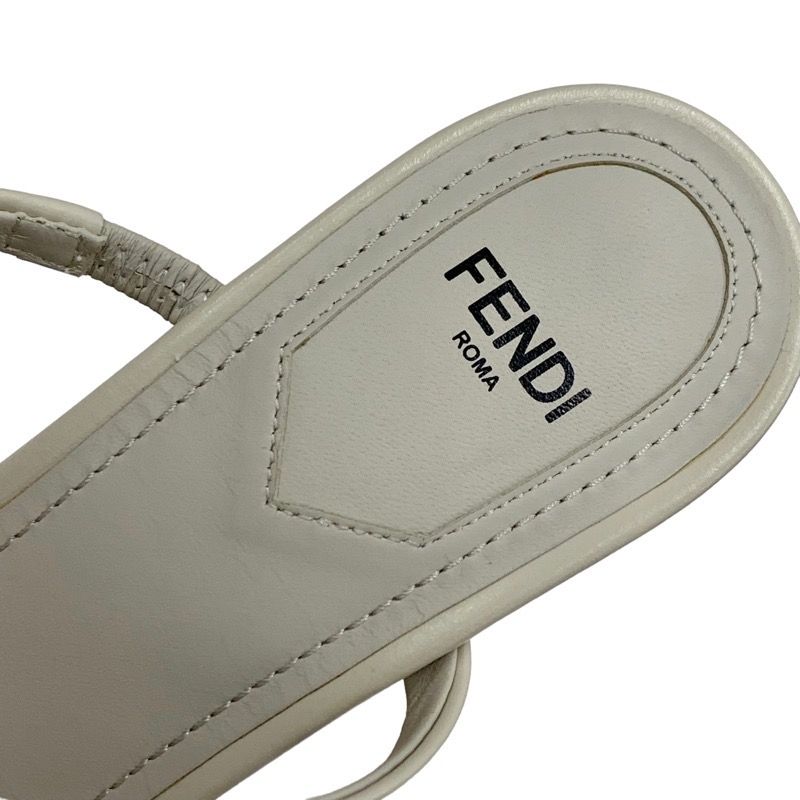 Unused Fendi First Sandals Mule Party Shoes Metal Heel Sheepskin Beige