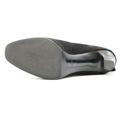 Saint Laurent Paris Knee High Suede Leather Heel Boots Black 37 632613