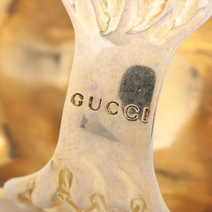 Gucci Michele Era Lion Head Stone Ring Gold Clear