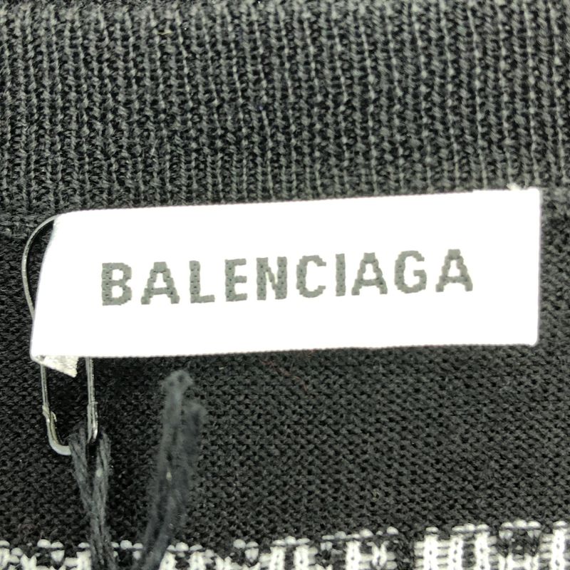 Balenciaga - Wool Back Logo Crew Neck Knitted Sweater - 40 - Black - Women's