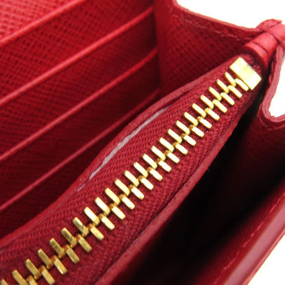 Prada Long Wallet Caier Wallet Saffiano Leather Fuoco Gold Hardware Red