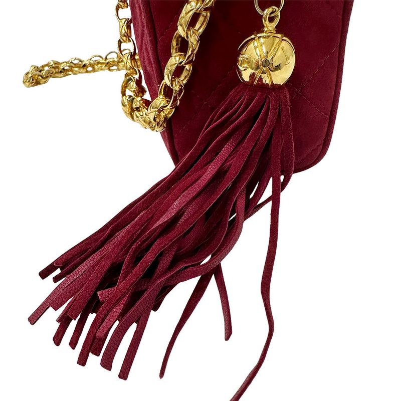 Chanel Bag Women's Brand Shoulder Bag Suede Matelasse Bordeaux Gold Hardware