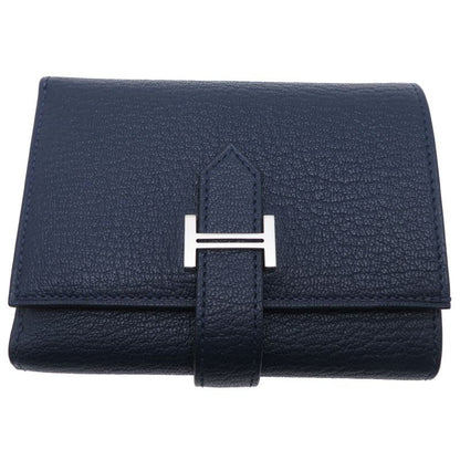 Hermes Trifold Chevre Navy Wallet