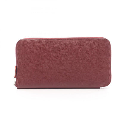 Hermes Round Wallet Azap Long Silk in Rouge Ash Leather Brown