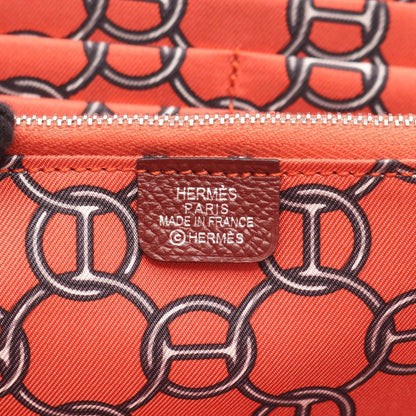 Hermes Round Wallet Azap Long Silk in Rouge Ash Leather Brown — view 4