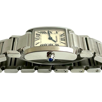 Cartier Working Tank Francaise SM Stainless Steel Quartz Watch Wristwatch — view 4