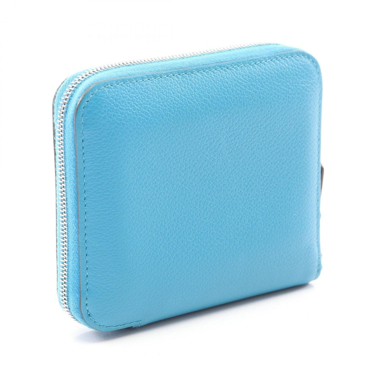 Hermes Round Wallet Azap Compact Silk in Blue Zanzibar Leather — view 2