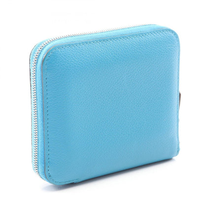 Hermes Round Wallet Azap Compact Silk in Blue Zanzibar Leather — view 2