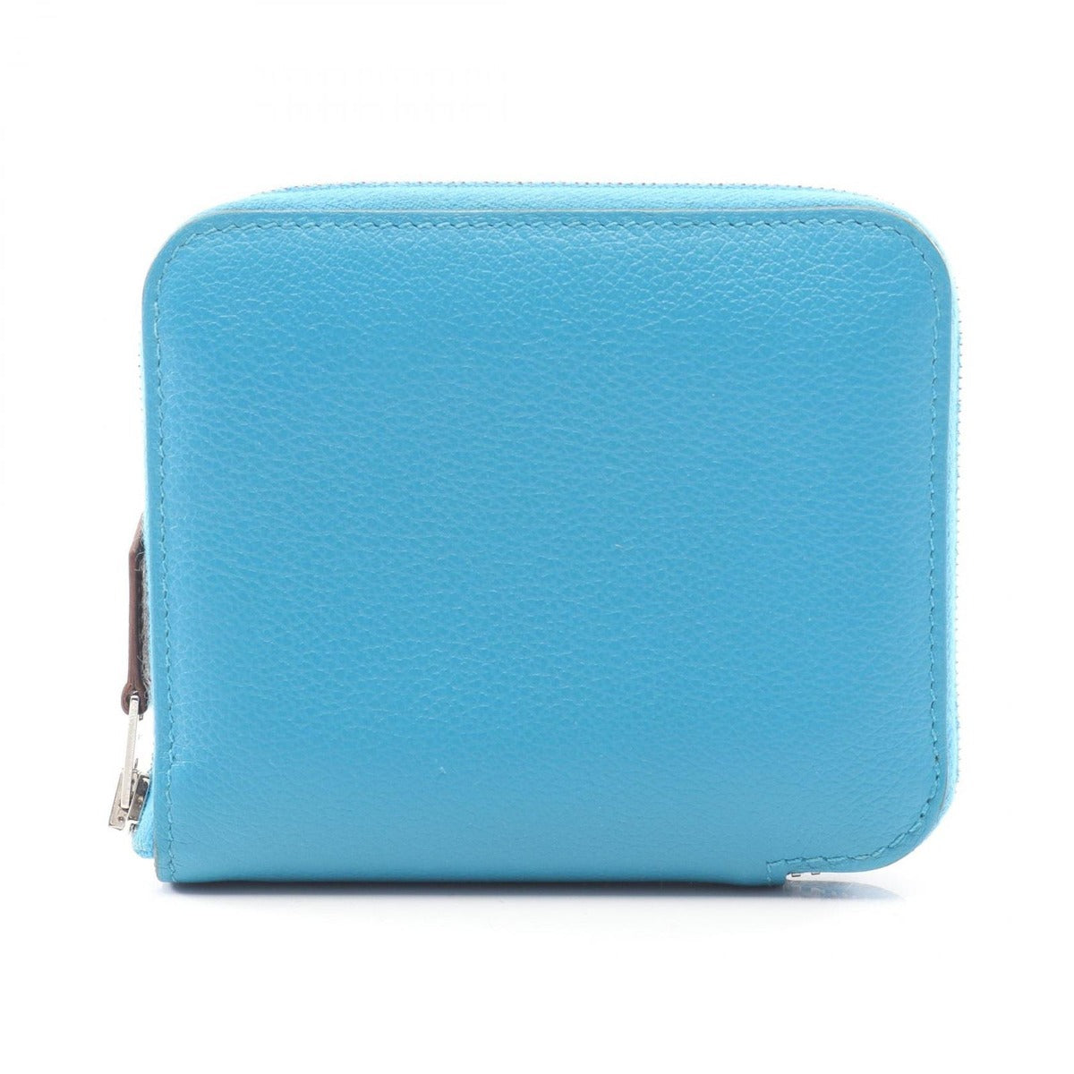 Hermes Round Wallet Azap Compact Silk in Blue Zanzibar Leather