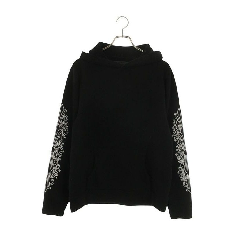Chrome Hearts Sleeve Floral Embroidery Cashmere Pullover Hoodie