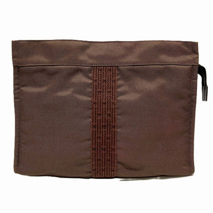 Hermes Pouch MM Her Line Clutch Bag Canvas Nylon Unisex