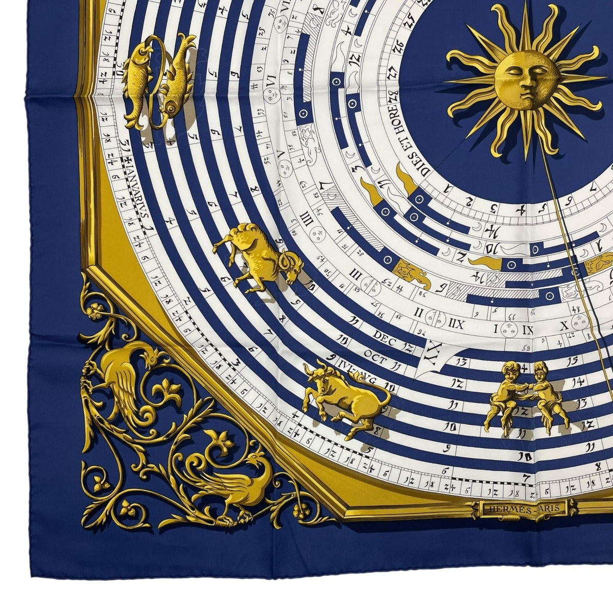 Hermes Scarf Silk Carre 90 Dies ET Hore Astrology Navy — view 4