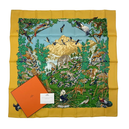 Hermes Carre 90 Sichuan Silk Scarf Yellow