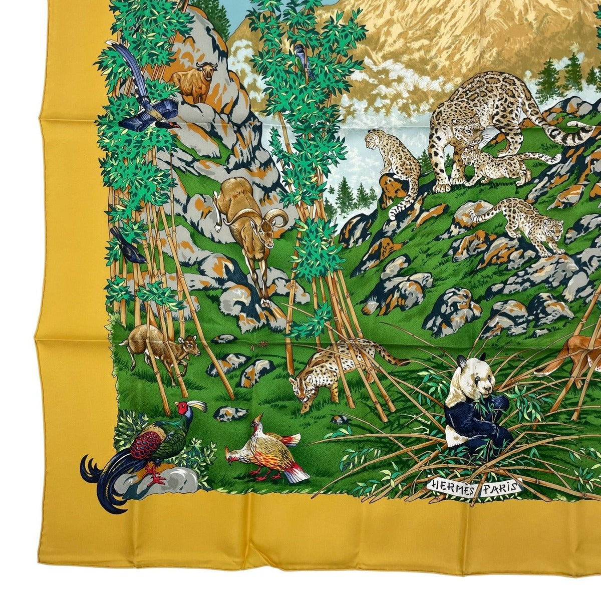 Hermes Carre 90 Sichuan Silk Scarf Yellow — view 5