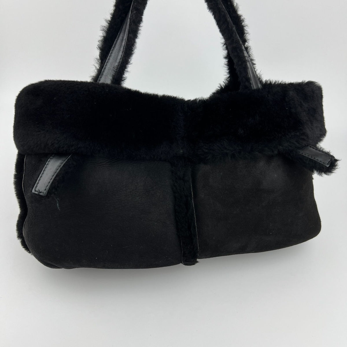 Loewe Anagram Handbag Black Mouton Suede Vintage — view 4