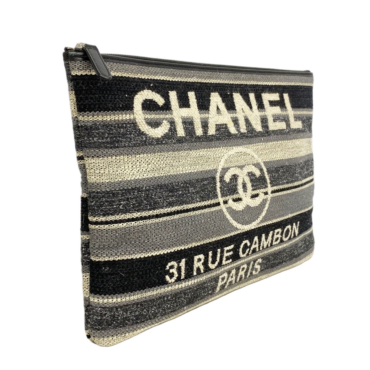 Chanel Clutch Deauville Canvas Black Gray Silver — view 2