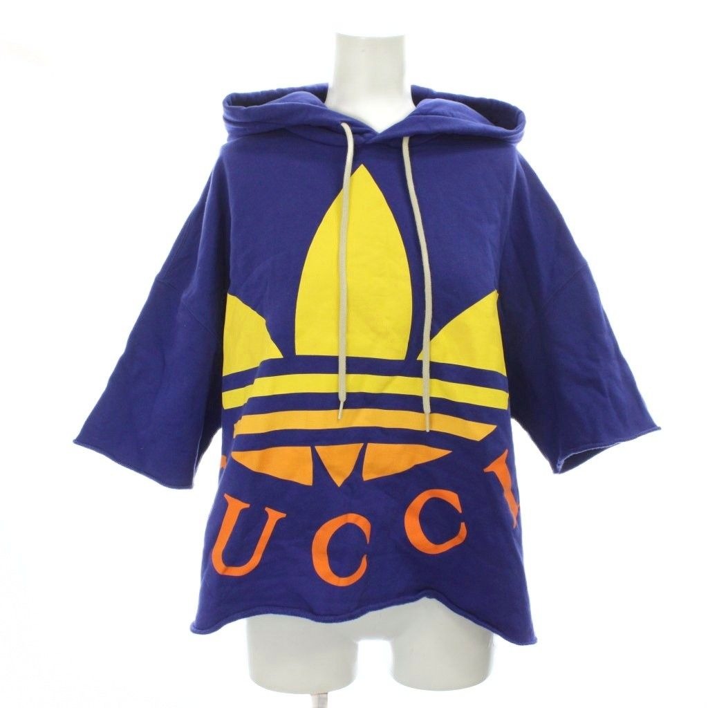 Gucci Adidas Collaboration Hoodie Hooded Sweatshirt Cut Off Trefoil Logo XS