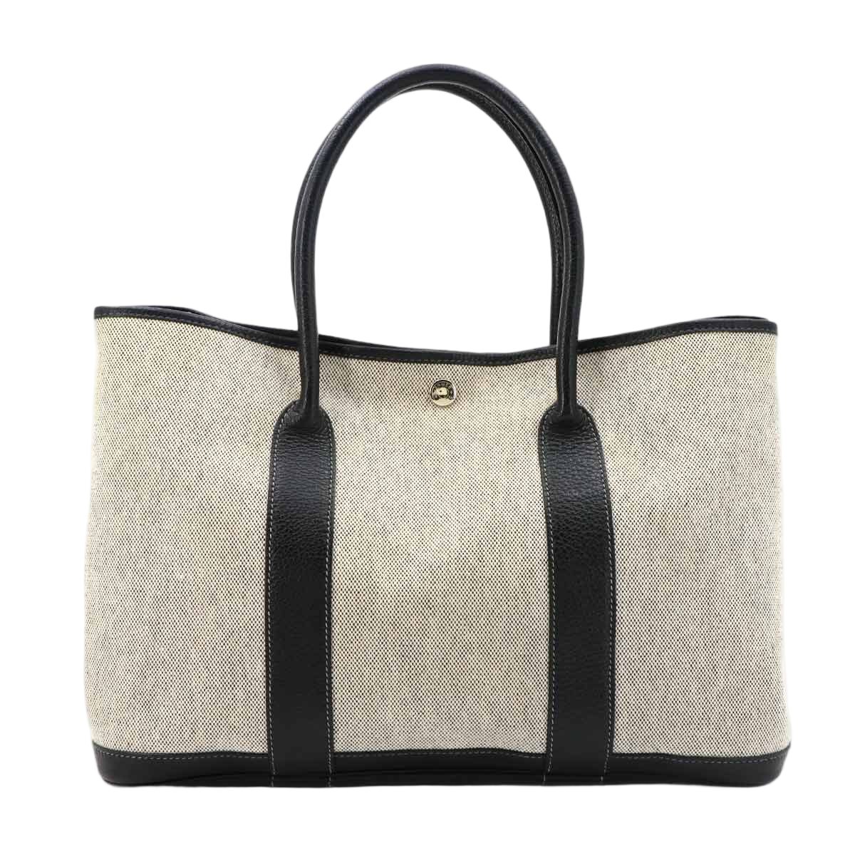 Hermes Garden Party 36 PM Tote Toile Ash Negonda Black Gray PM