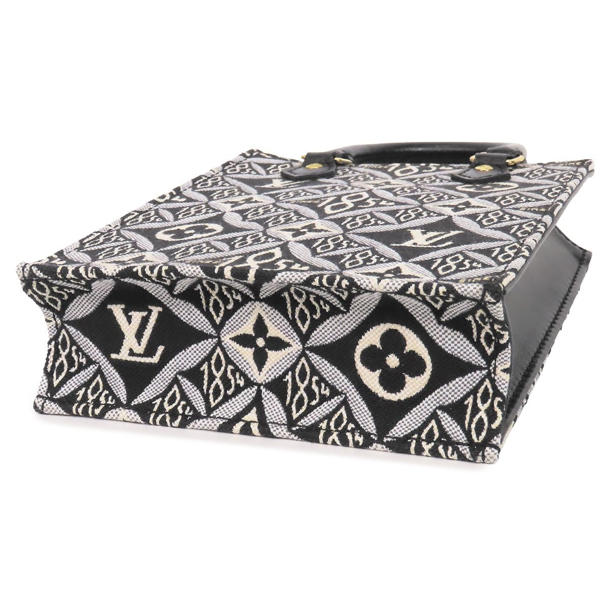 Louis Vuitton Petite Sac Plat Black Leather Monogram Jacquard 2-Way Shoulder Bag — view 3