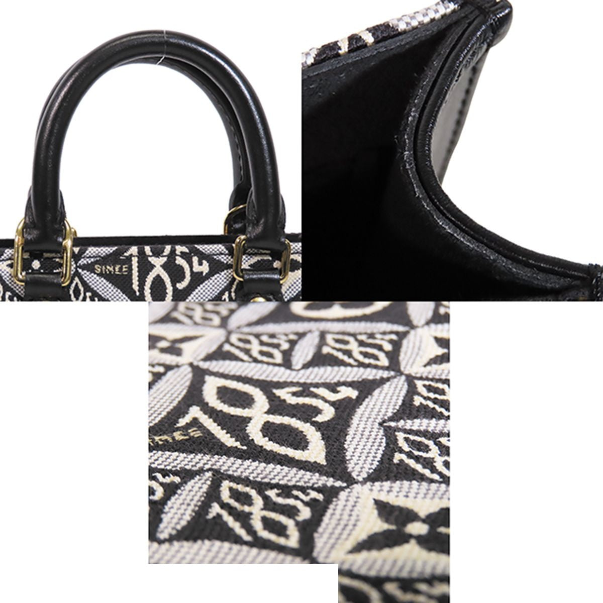 Louis Vuitton Petite Sac Plat Black Leather Monogram Jacquard 2-Way Shoulder Bag — view 6