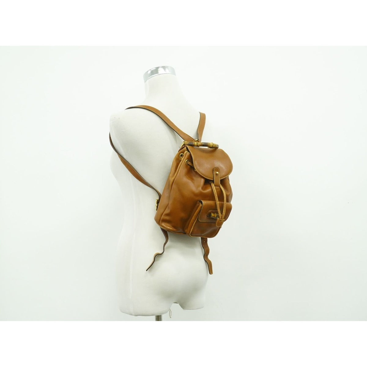 Gucci Bamboo Mini Backpack Leather Brown Outside — view 6