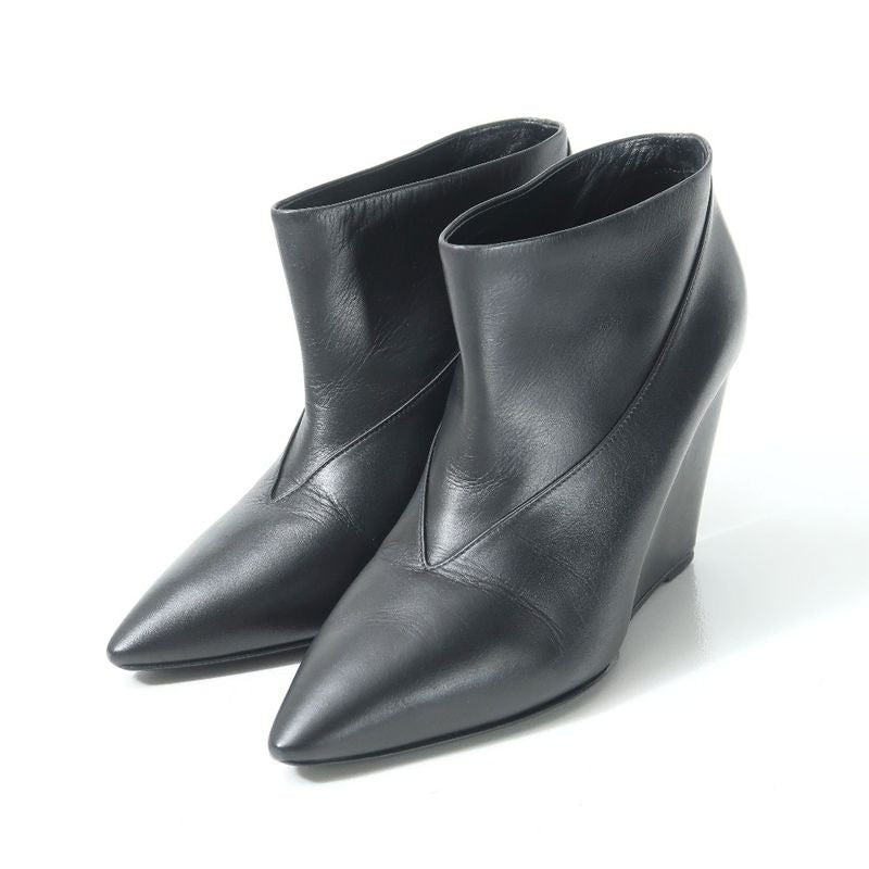 Hermes Boots Size 36 Short Ankle Wedge Heel Leather Shoes