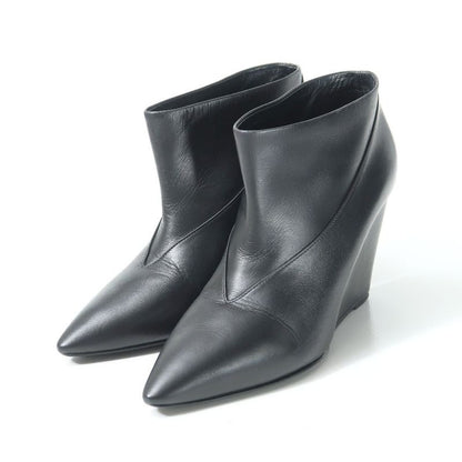 Hermes Boots Size 36 Short Ankle Wedge Heel Leather Shoes