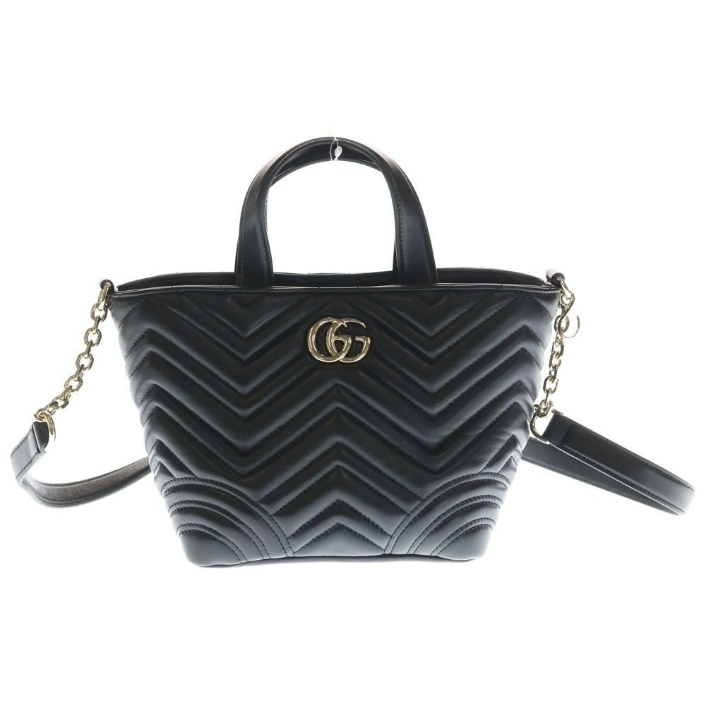 Gucci GG Marmont Logo Plate Lambskin Leather 2-Way Hand Chain Shoulder Bag
