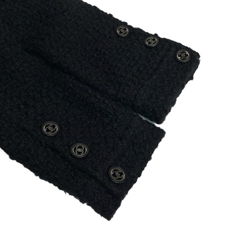 Chanel Coat Size 36 S Womens P46625 Black Tweed / Seventh Sleeve / Autumn /