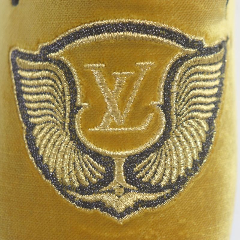 Louis Vuitton Hauteuil Line Velour Embroidered Slip-on Loafers Yellow 6 Made