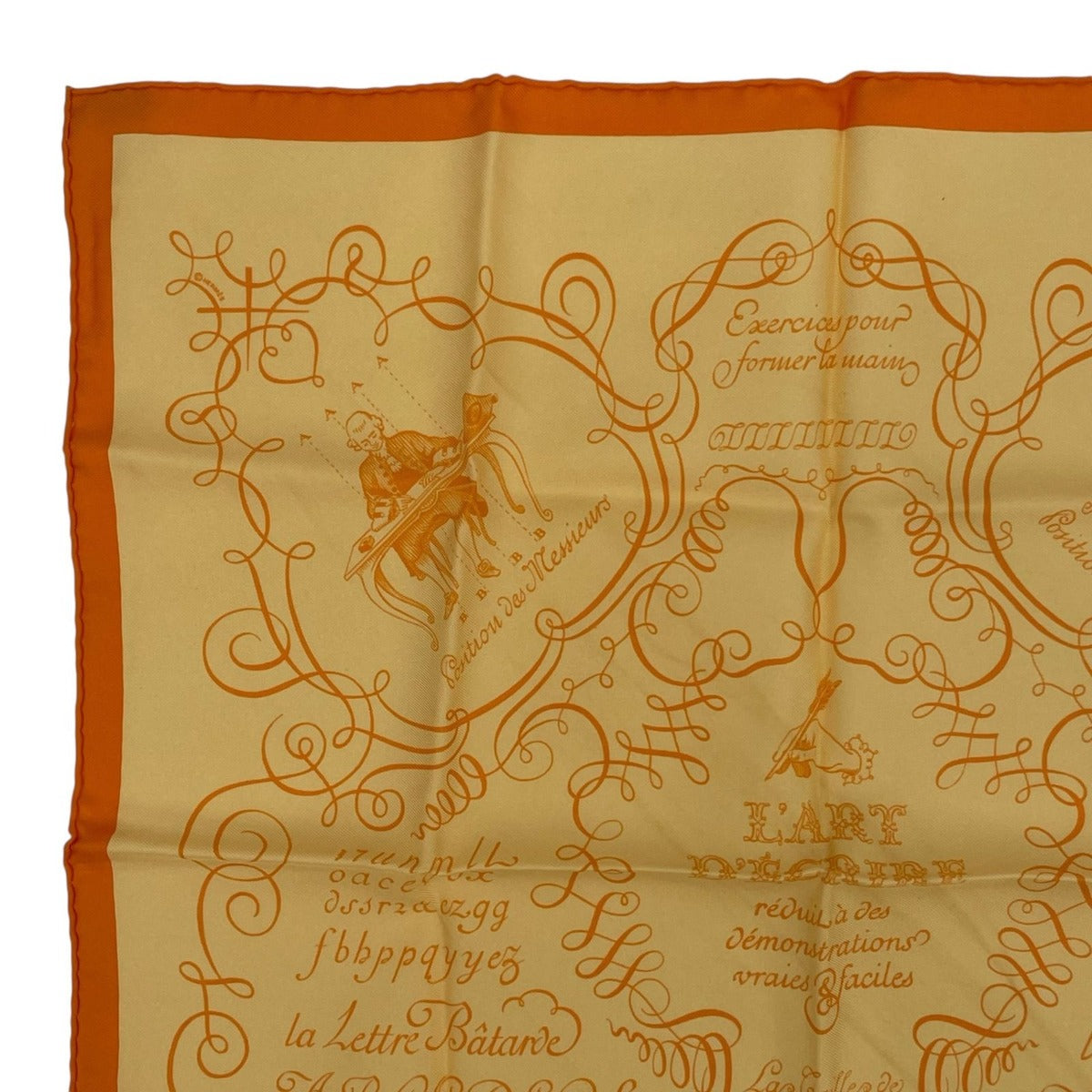 Hermes Scarf Silk Lart Decrire Calligraphy Art Yellow — view 2