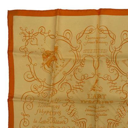Hermes Scarf Silk Lart Decrire Calligraphy Art Yellow — view 2